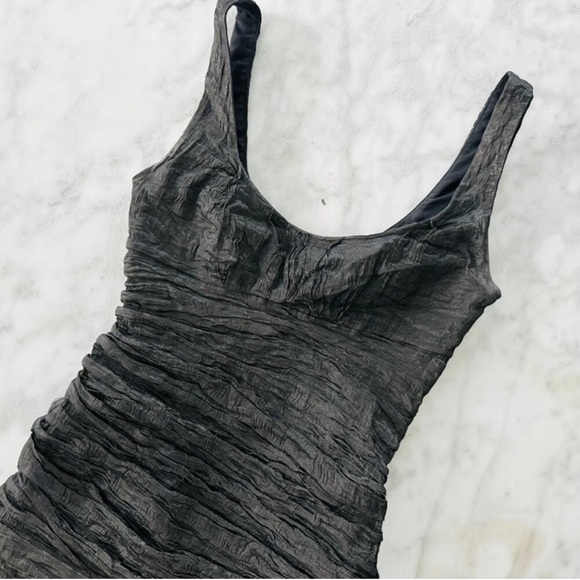 Nicole Miller Collection 4 Black Metallic Ruched Pencil Dress Evening Cocktail - Picture 1 of 5